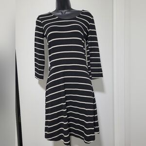 Black and White Striped Dress With Lace Back